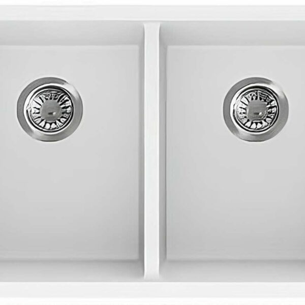 Quartz Top/Undermount Kitchen Sink - Double Bowl- Matt White - 813x457x241mm | QKS8145D-MW