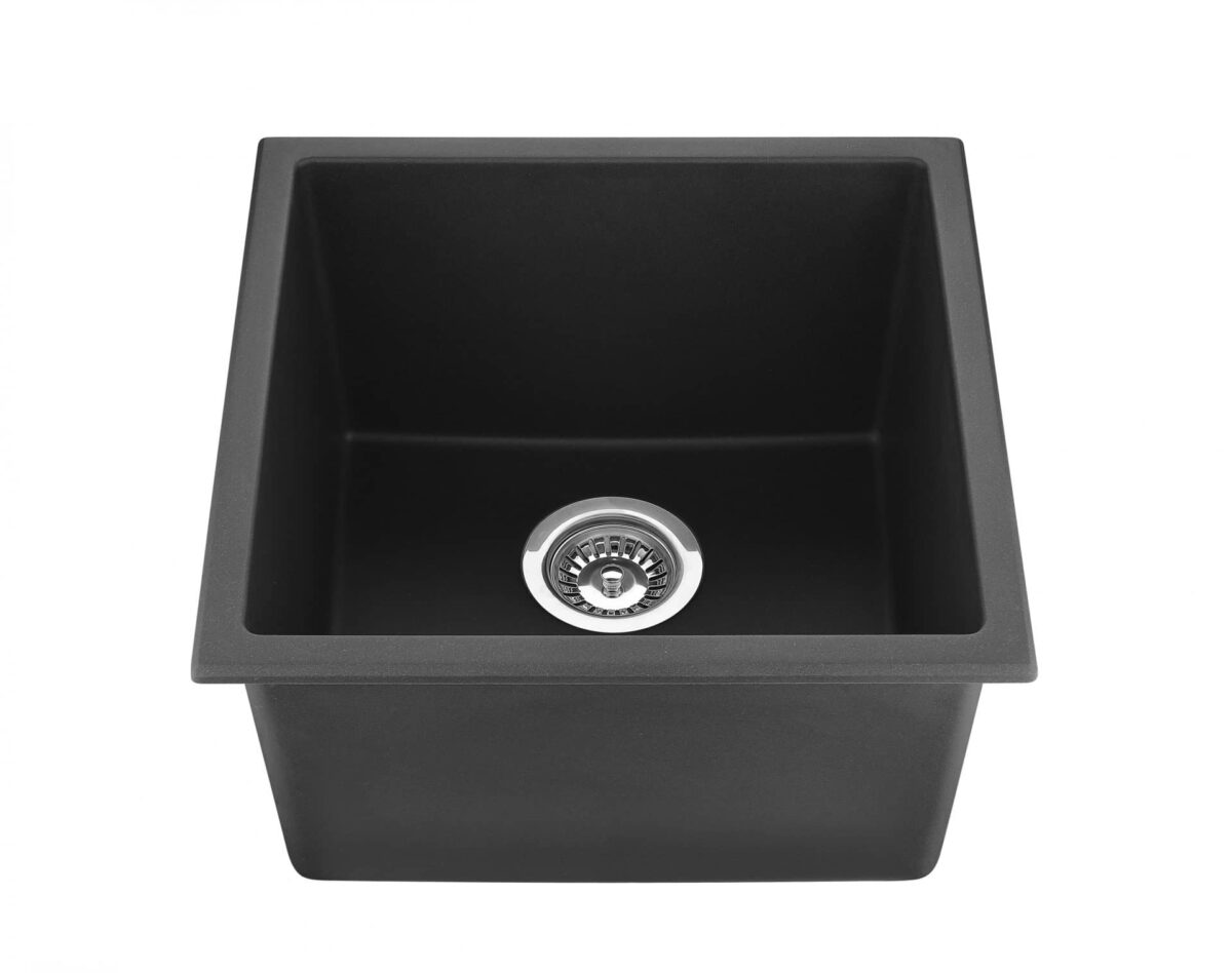 Quartz Top/Undermount Kitchen Sink - Single Bowl- Matt Black - 381x457x220mm | QKS3845-MB
