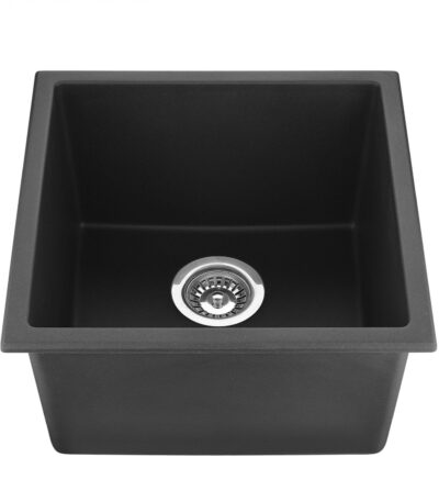 Quartz Top/Undermount Kitchen Sink - Single Bowl- Matt Black - 381x457x220mm | QKS3845-MB