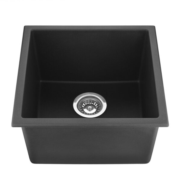 Quartz Top/Undermount Kitchen Sink - Single Bowl- Matt Black - 381x457x220mm | QKS3845-MB