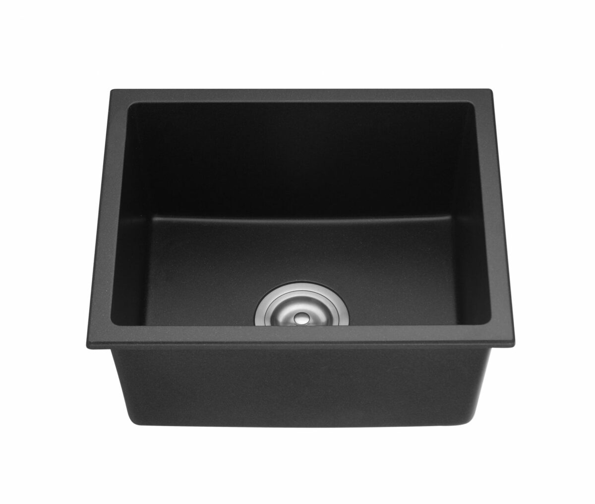 Quartz Top/Undermount Kitchen Square Sink - Single Bowl- Matt Black - 432x432x246mm | QKS4343-MB