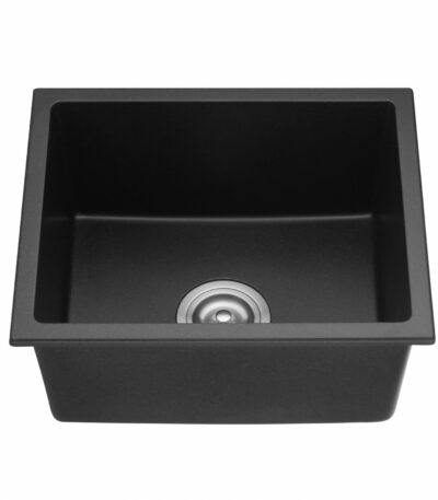 Quartz Top/Undermount Kitchen Square Sink - Single Bowl- Matt Black - 432x432x246mm | QKS4343-MB