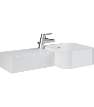 RAK Petit Square Wall Basin, Left Edge, 1 Tap Hole