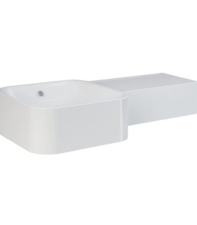 RAK Petit Square Wall Basin, Right Edge, No Tap Hole