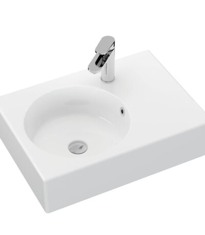 Reba Left Bowl Wall Basin, 1 Tap Hole