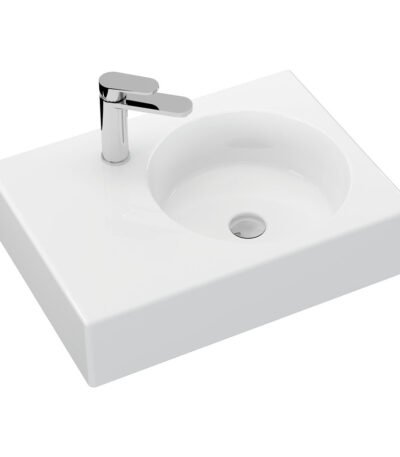 Reba Right Bowl Wall Basin, 1 Tap Hole