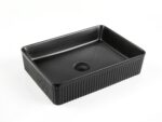 Rectangle Above Counter Ceramic Basin Ultra Slim - Fluted - Matt Black - 500x380x120mm | CA5038-MB