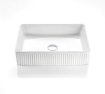 Rectangle Above Counter Ceramic Basin Ultra Slim - Fluted - Matt White - 500x380x120mm | CA5038-MW