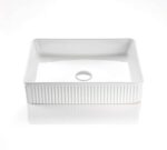 Rectangle Above Counter Ceramic Basin Ultra Slim - Fluted - Matt White - 500x380x120mm | CA5038-MW