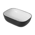 Rectangle Glossy Black and White Ceramic Basin | 460 x 320 x 135mm | PA4632BW