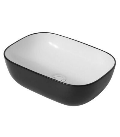 Rectangle Glossy Black and White Ceramic Basin | 460 x 320 x 135mm | PA4632BW