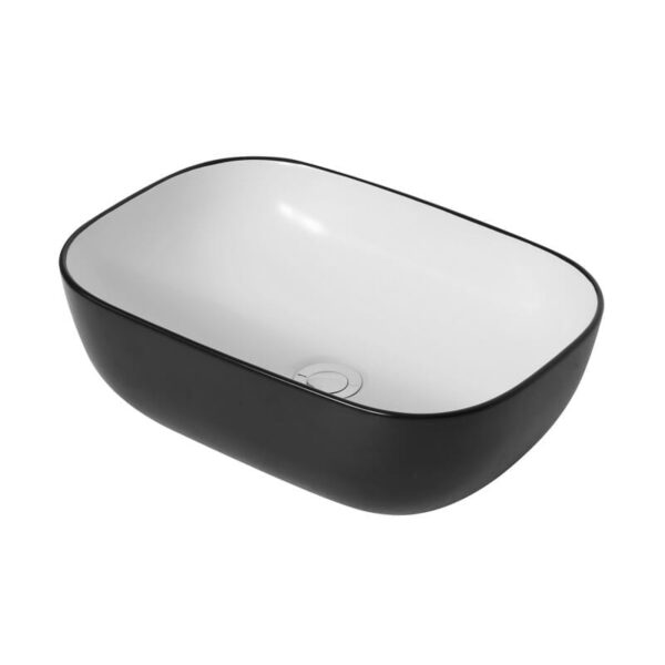 Rectangle Glossy Black and White Ceramic Basin | 460 x 320 x 135mm | PA4632BW