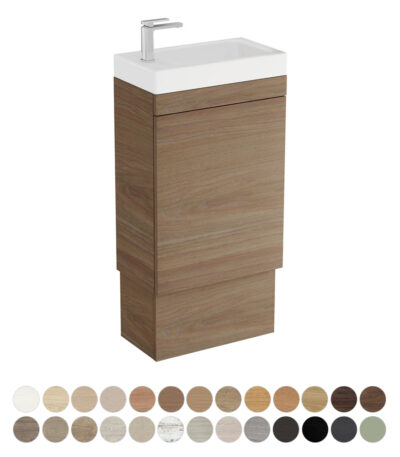 Riley Slim Ensuite 450 Floor Standing Vanity, Denzel Basin-Top