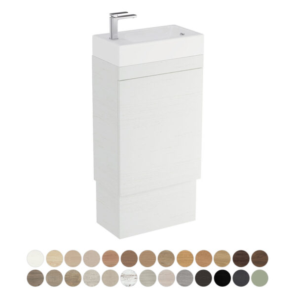 Riley Slim Ensuite 450 Floor Standing Vanity, Ralph Basin-Top with Overflow