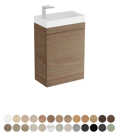 Riley Slim Ensuite 450 Wall Hung Vanity, Denzel Basin-Top