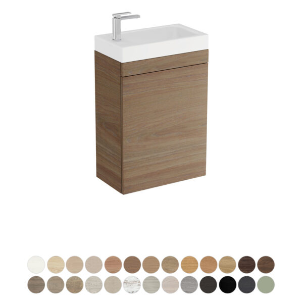 Riley Slim Ensuite 450 Wall Hung Vanity, Denzel Basin-Top