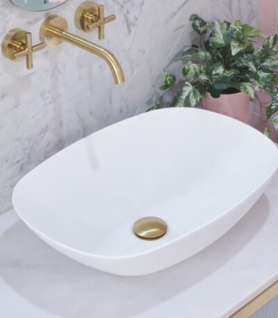 Rolo Above Counter Ceramic Basin - Matt White - Oval - 540mm | SSB114-MW