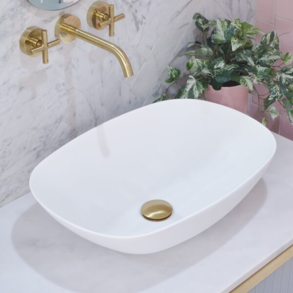 Rolo Above Counter Ceramic Basin - Matt White - Oval - 540mm | SSB114-MW