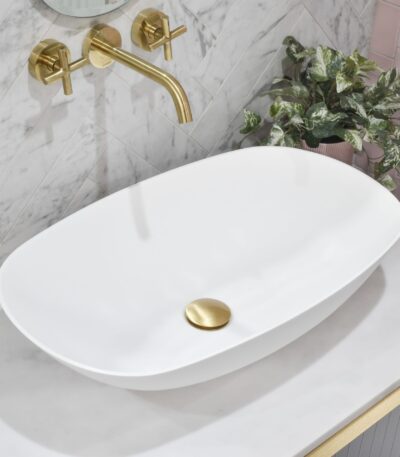 Rolo Above Counter Ceramic Basin - Matt White - Oval - 630mm | SSB115-MW