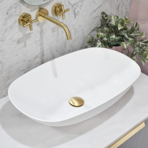 Rolo Above Counter Ceramic Basin - Matt White - Oval - 630mm | SSB115-MW