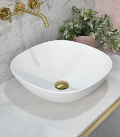 Rolo Above Counter Ceramic Basin - Matt White - Square - 430mm | SSB113-MW