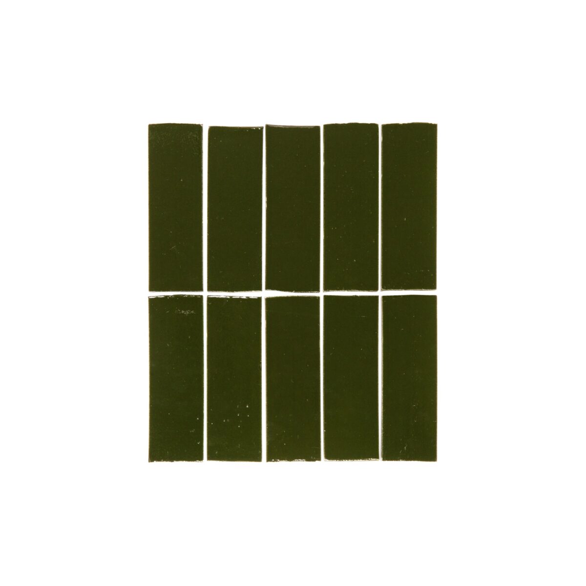 Rommani Handmade Zellige Rectangle Tile - Forest Green