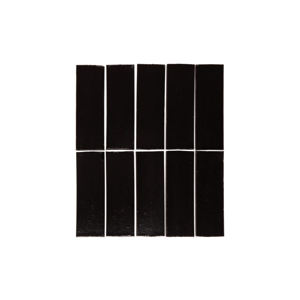 Rommani Handmade Zellige Rectangle Tile - Raven Black