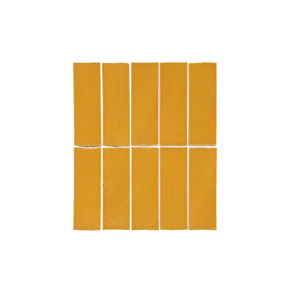 Rommani Handmade Zellige Rectangle Tile - Saffron Yellow
