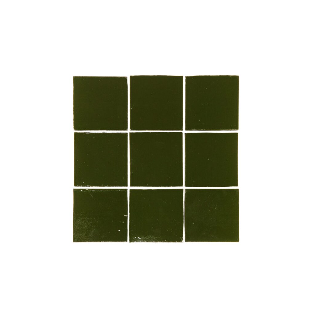 Rommani Handmade Zellige Square Tile - Forest Green