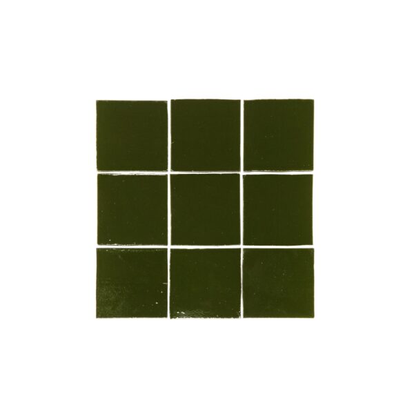 Rommani Handmade Zellige Square Tile - Forest Green
