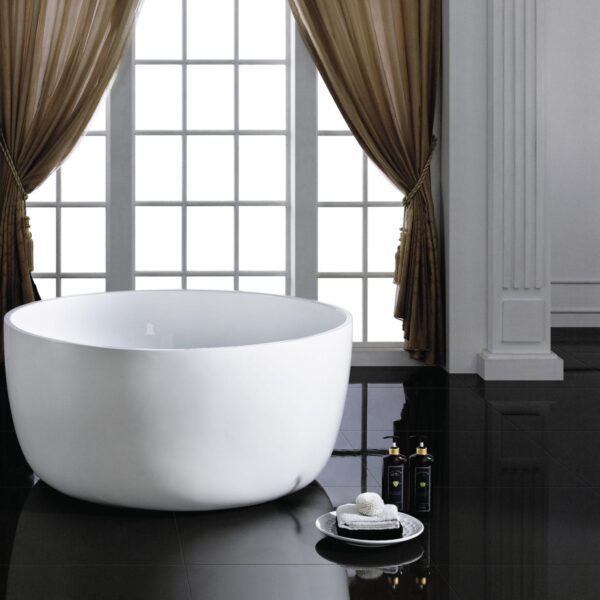 Ronda Round Freestanding Bathtub - Gloss White - Overflow - 1400mm | RBT1350