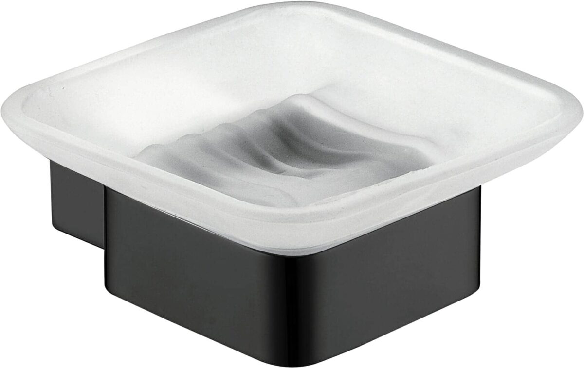 Rosa Glass Soap Dish - Matt Black | 6403-B
