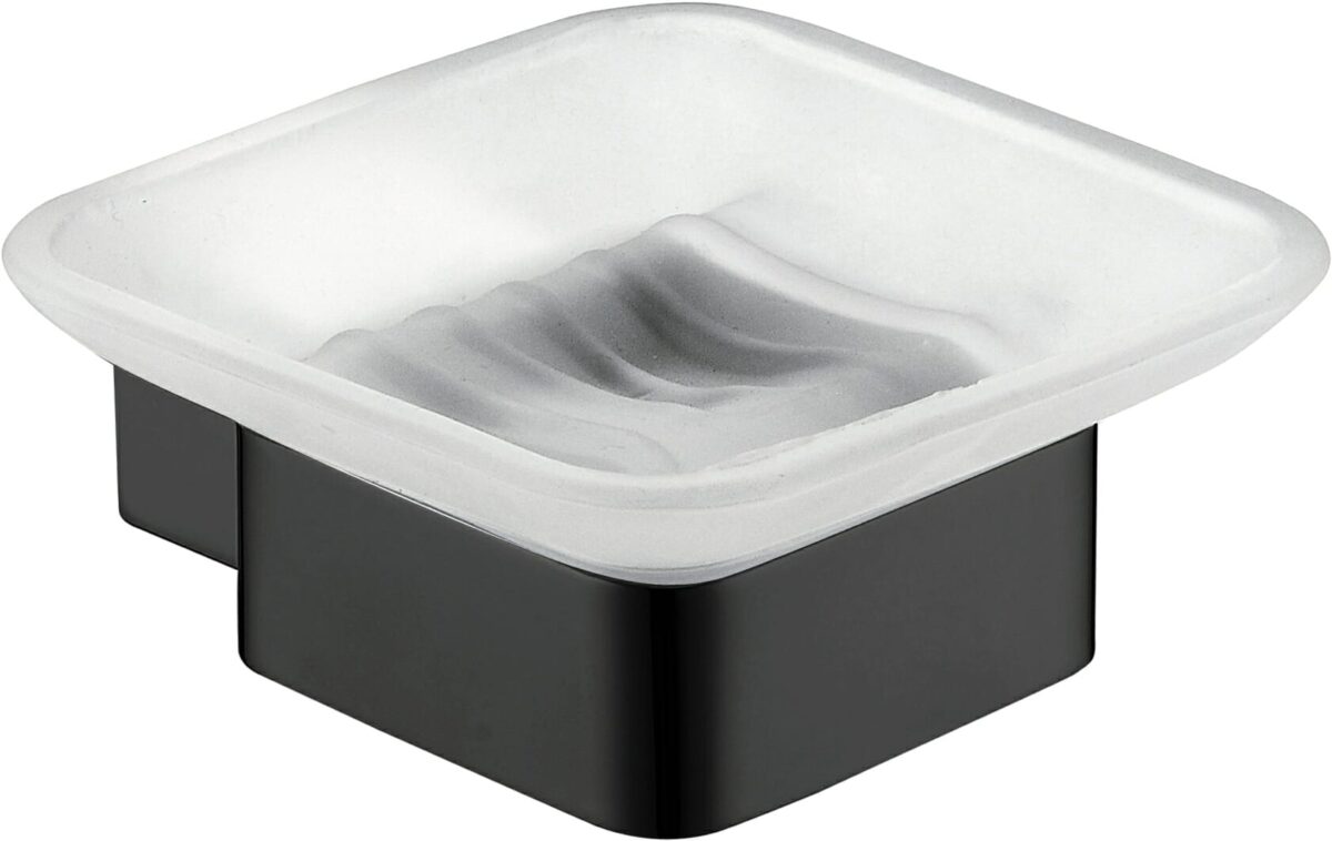 Rosa Glass Soap Dish - Matt Black | 6403-B