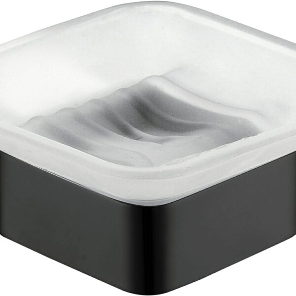 Rosa Glass Soap Dish - Matt Black | 6403-B