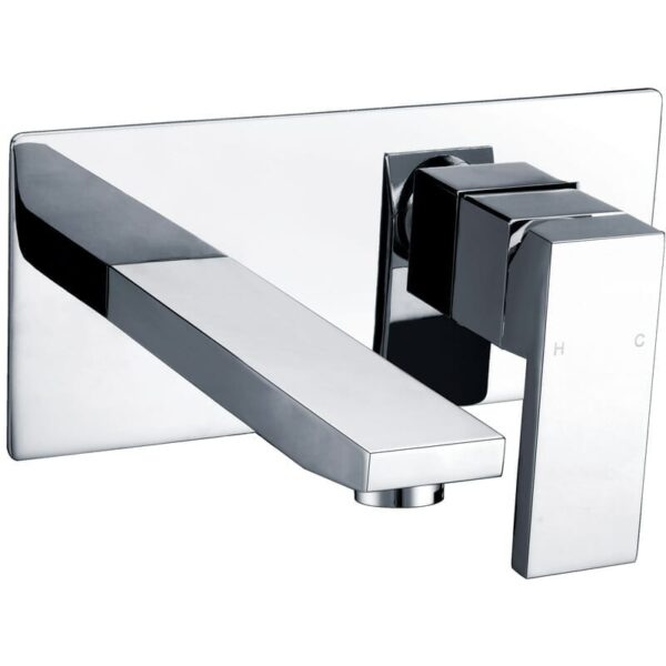 Rosa Square Bath Wall Basin Mixer With Spout - Chrome | PSS3003SB