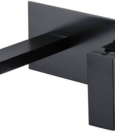 Rosa Square Bath Wall Basin Mixer With Spout - Matt Black | PSS3003SB-B