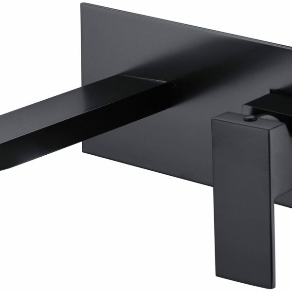 Rosa Square Bath Wall Basin Mixer With Spout - Matt Black | PSS3003SB-B
