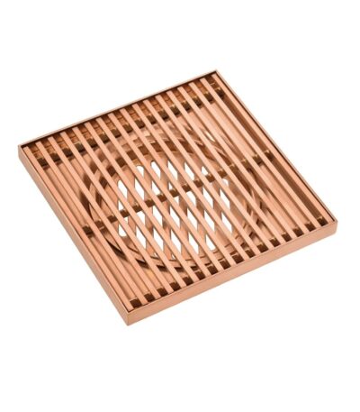 Rose Gold Linear Floor Grate - Stainless Steel - 115mm (80mm Waste)