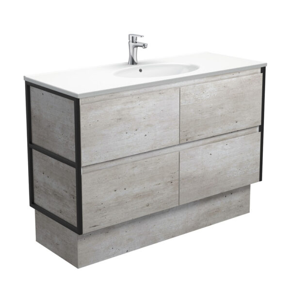 Rotondo Amato 1200 Industrial Vanity On Kick, Matte Black Frames