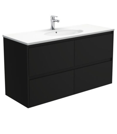 Rotondo Amato 1200 Satin Black Wall-Hung Vanity