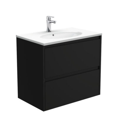 Rotondo Amato 750 Satin Black Wall-Hung Vanity