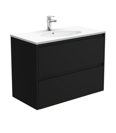 Rotondo Amato 900 Satin Black Wall-Hung Vanity