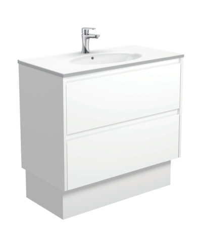 Rotondo Amato 900 Satin White Vanity On Kick