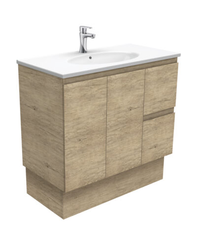 Rotondo Edge Scandi Oak 900 Vanity On Kickboard