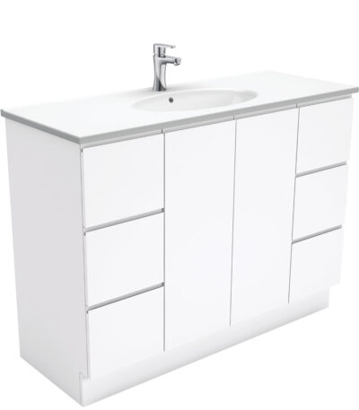 Rotondo Fingerpull Gloss White 1200 Vanity On Kickboard