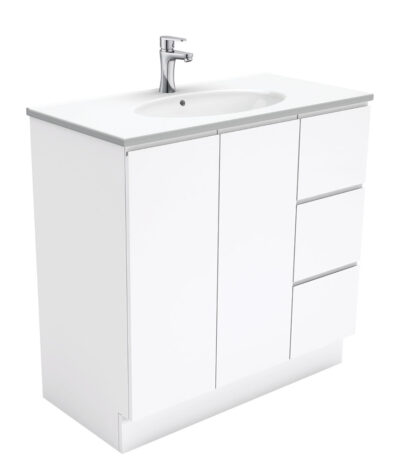 Rotondo Fingerpull Gloss White 900 Vanity On Kickboard