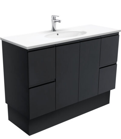 Rotondo Fingerpull Satin Black 1200 Vanity On Kickboard