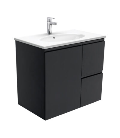 Rotondo Fingerpull Satin Black 750 Wall-Hung Vanity
