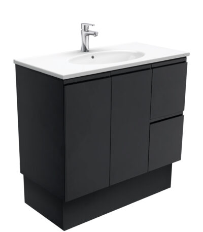 Rotondo Fingerpull Satin Black 900 Vanity On Kickboard
