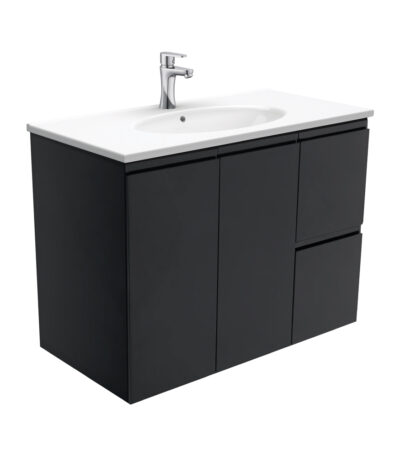 Rotondo Fingerpull Satin Black 900 Wall-Hung Vanity